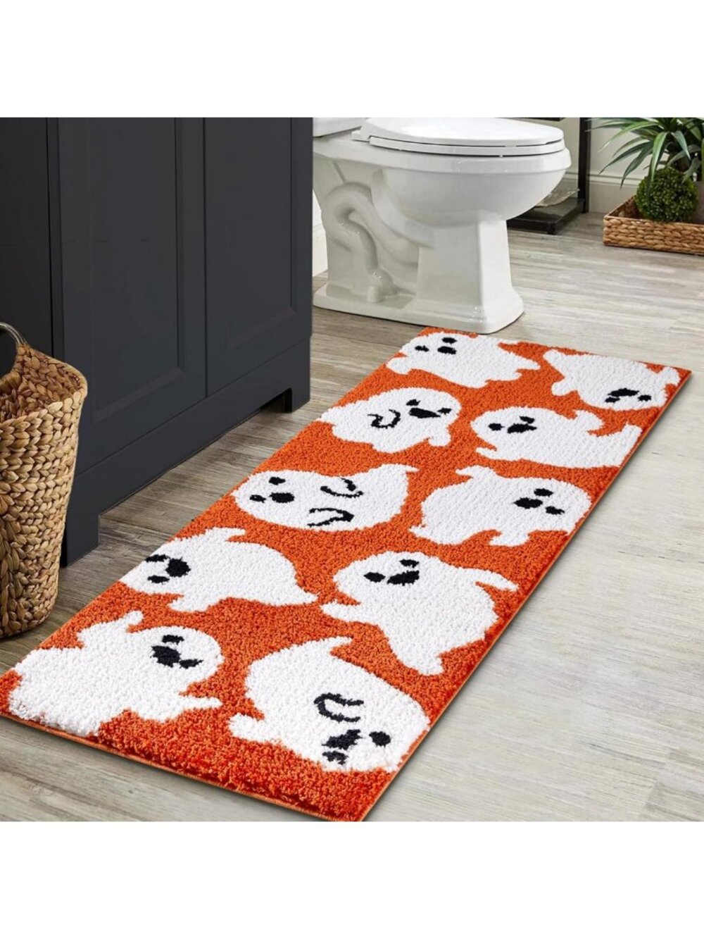 Cute Ghost Runner Rug - Non-Slip, Washable Halloween Decor for Bedroom